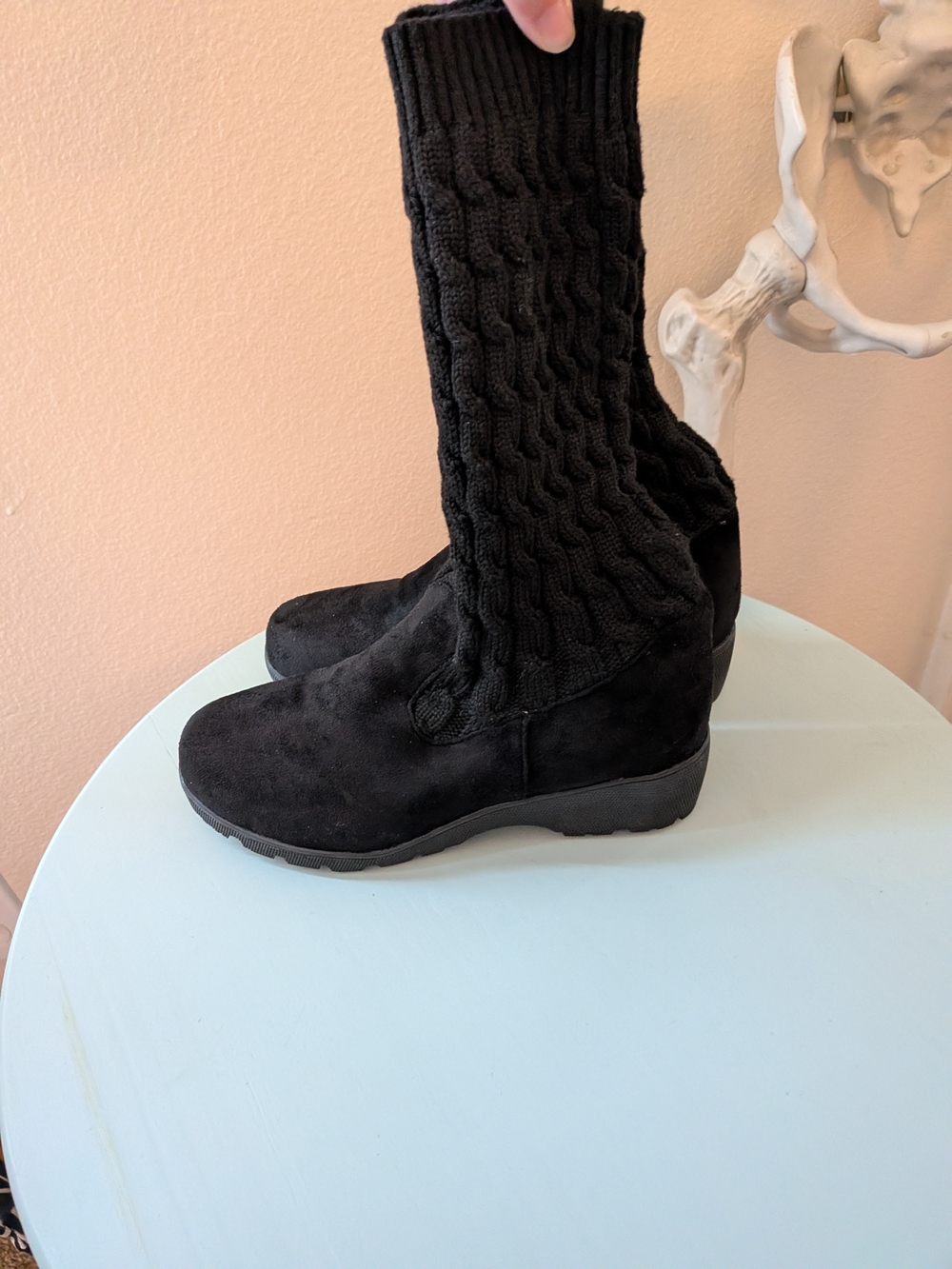 NWT Black Cable Knit Tall Boots - Size 38 (US 7.5 - 8)